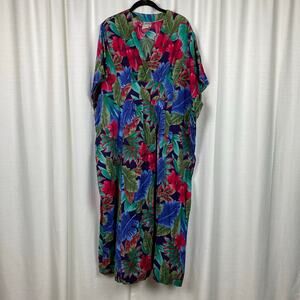 Hilo Hattie Vintage Blue Floral MuMu Maxi Sz.OS